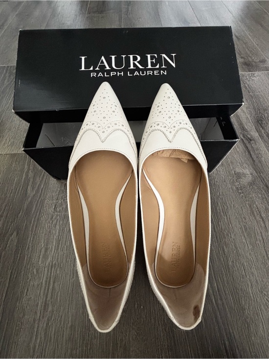 Lauren Ralph Lauren Shoes - Lauren Ralph Lauren Ivory Pointed Toe Perforated Flats